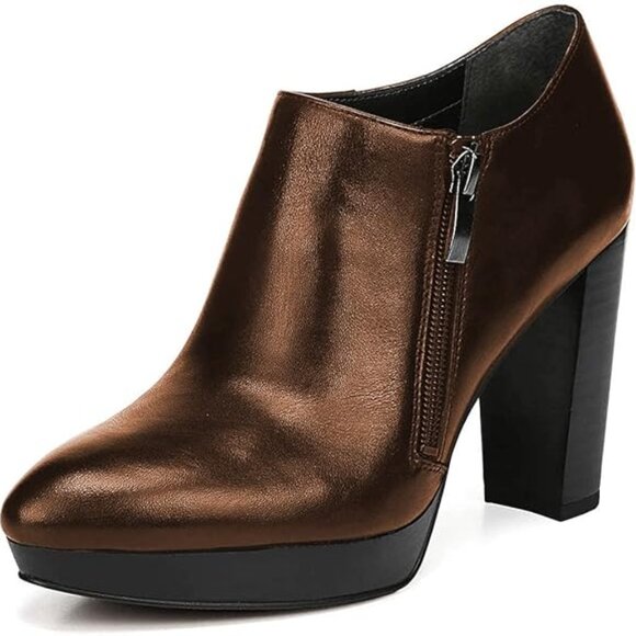 XYD Size 9 Women Trendy Block Chunky High Heels Platform Ankle Boot Bronze Color - Picture 14 of 15